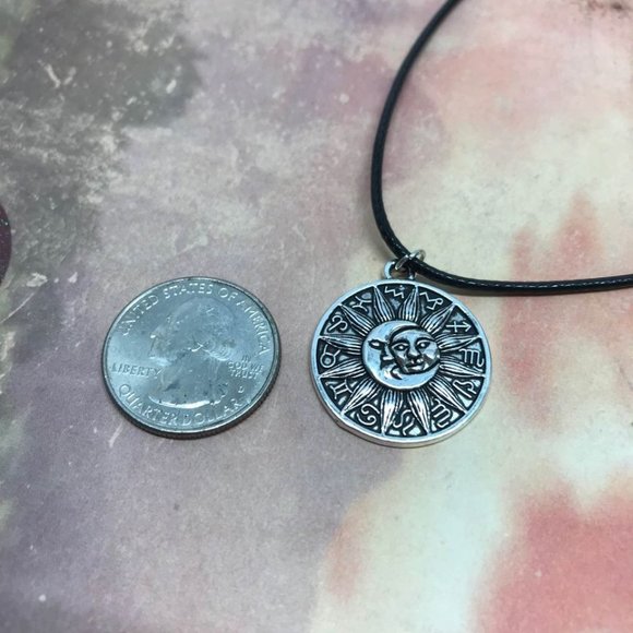 Zodiac Horoscope Celestial Sun Moon Pendant - Picture 6 of 8
